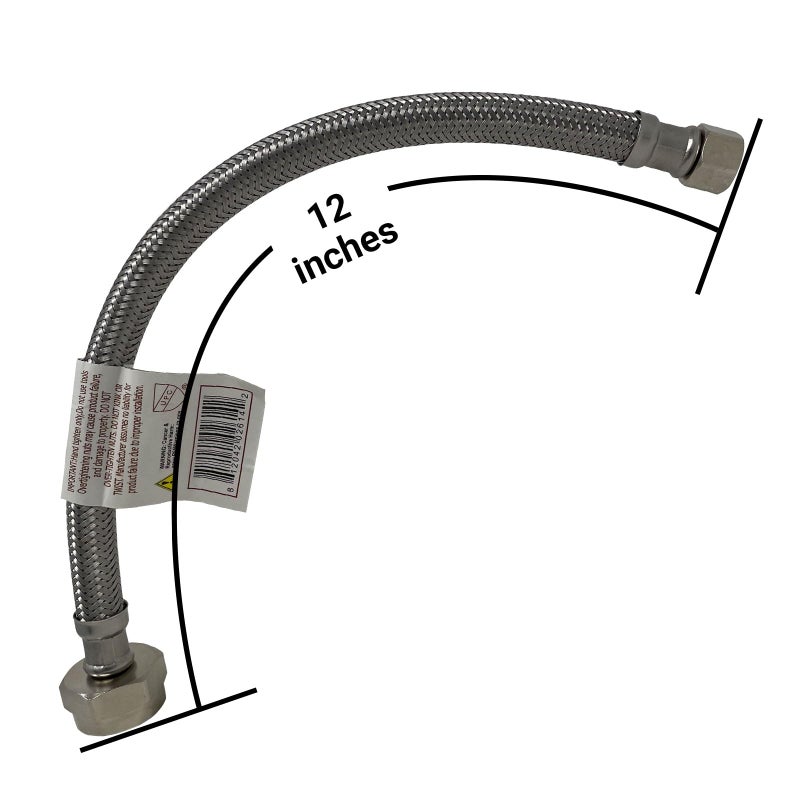 Miiflex Complete Toilet Set Valve 1/2 in. NOM Inlet x 3/8 in. OD Compression Outlet Angle Shut Off + Escutcheon Plate + 12" Long Stainless Steel Braided Brass Nut Water Supply Line - Image 4